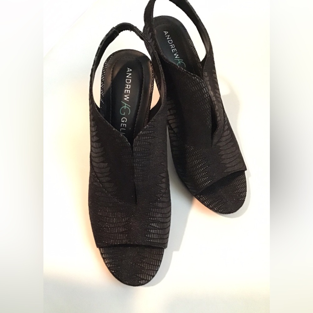 Andrew Geller Black Peeptoe Heels 7.5